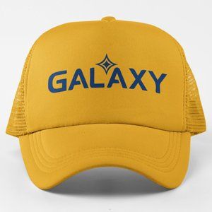 NEW LA Galaxy Wordmark Foam Trucker Mesh Snapback Hat GOLDEN YELLOW
